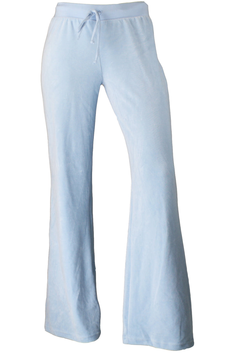 Loungewear Mid Rise Straight Leg Pointelle Trousers in Baby Blue