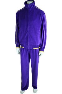 Mens Purple Velour Tracksuit, Sweatsuit, Jogging suit, Vikings, LSU, Lakers, University of Washington 