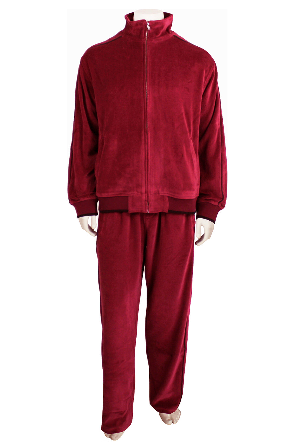 Mens Burgundy Velour Tracksuit – Sweatsedo - Main Image