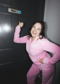 Baby Pink Velour Zip Hoodie