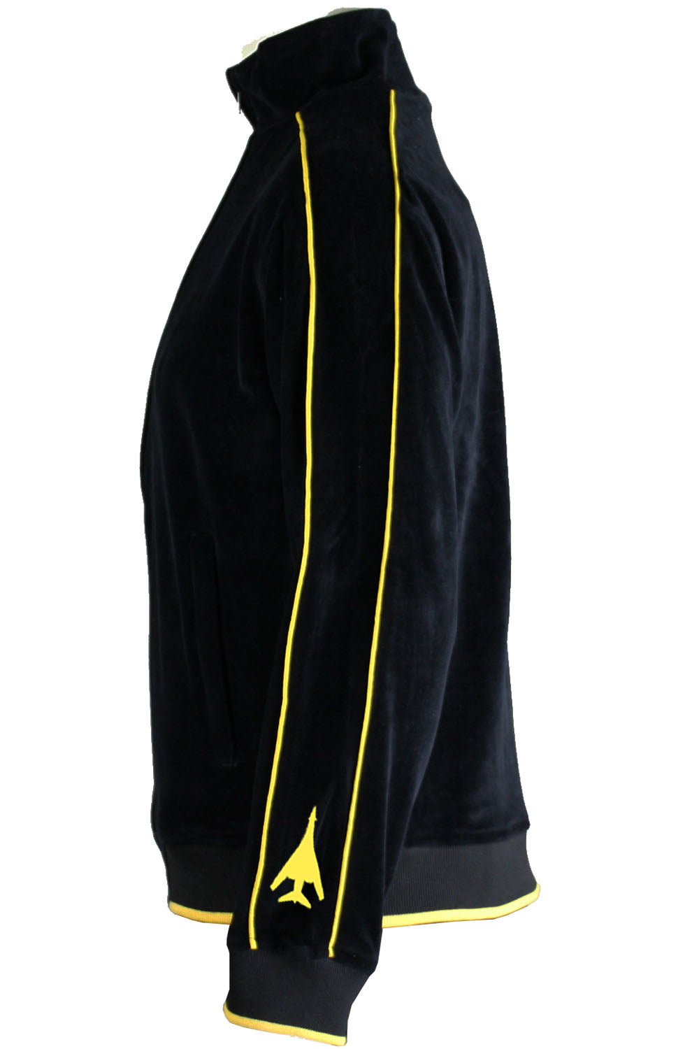 7th Operations Group Squadron black velour track jacket.  custom embroidered with callsign on the front of the jacket.  Embroidered B-1 Bomber Silhouette on each cuff.