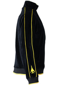 7th Operations Group Squadron black velour track jacket.  custom embroidered with callsign on the front of the jacket.  Embroidered B-1 Bomber Silhouette on each cuff.