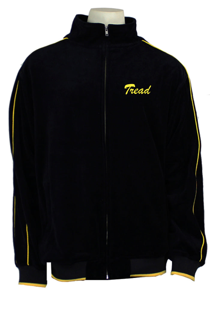 7th Operations Group Squadron black velour track jacket.  custom embroidered with callsign on the front of the jacket.