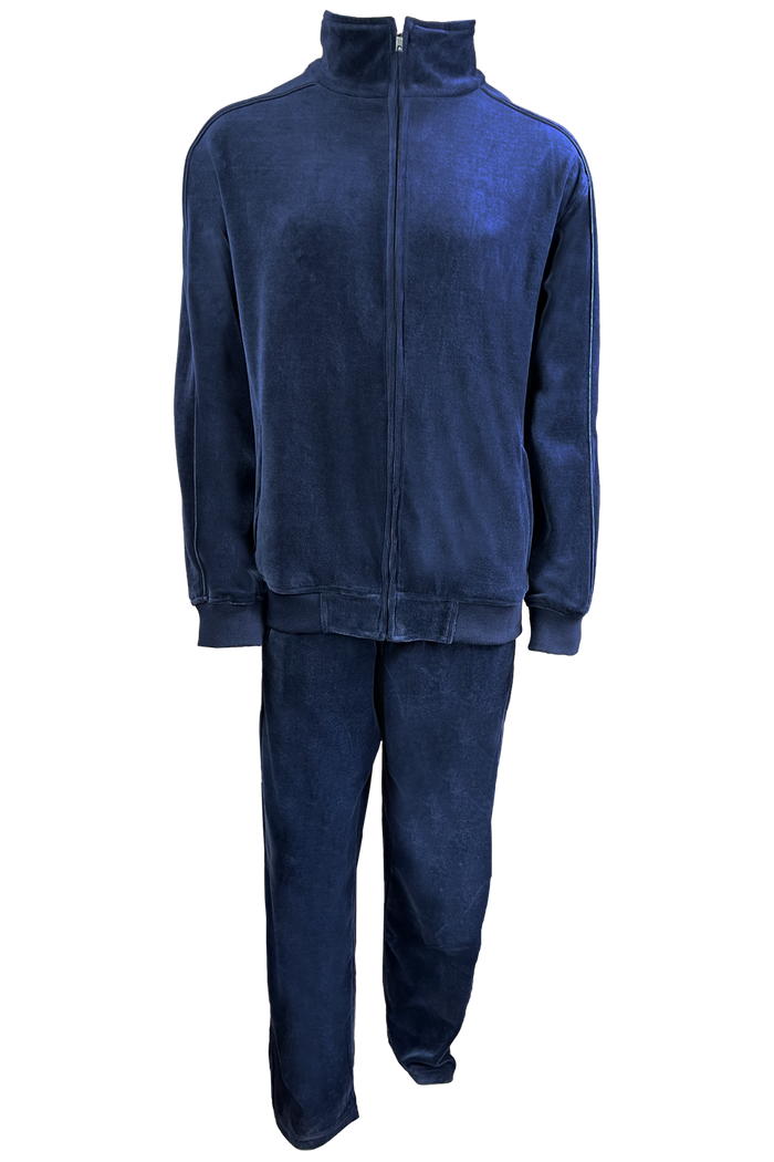 solid navy blue, mens, velour, tracksuit, custom embroidery, rhinestones, sweatsuit, jumpsuit, sweatshirt, sweat pants, track pants, track jacket