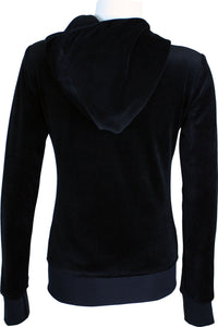 Black Velour Zip Hoodie - back