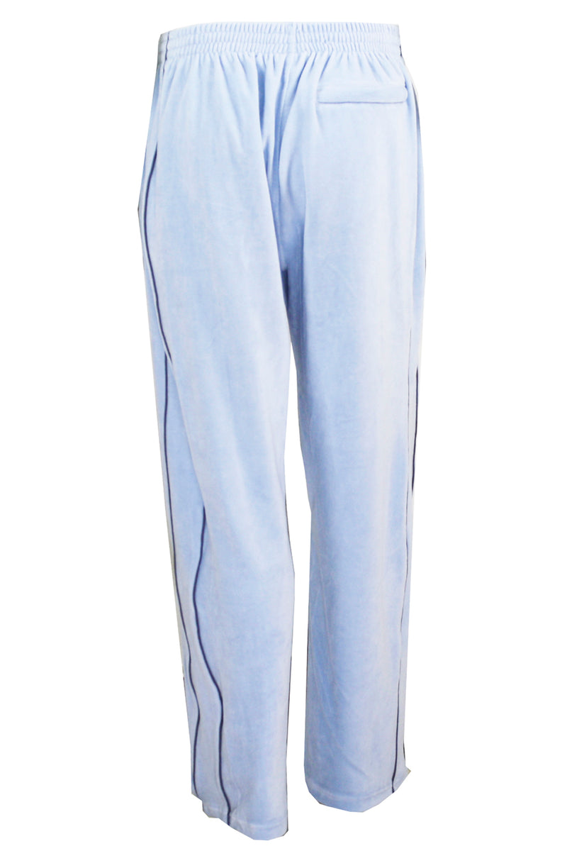 60th Operations squadron velour tracksuit. Baby blue velour with custom embroidered callsigns on the front chest, 60th OG Logo embroidered on the back. Matching velour pants, sweatsedo