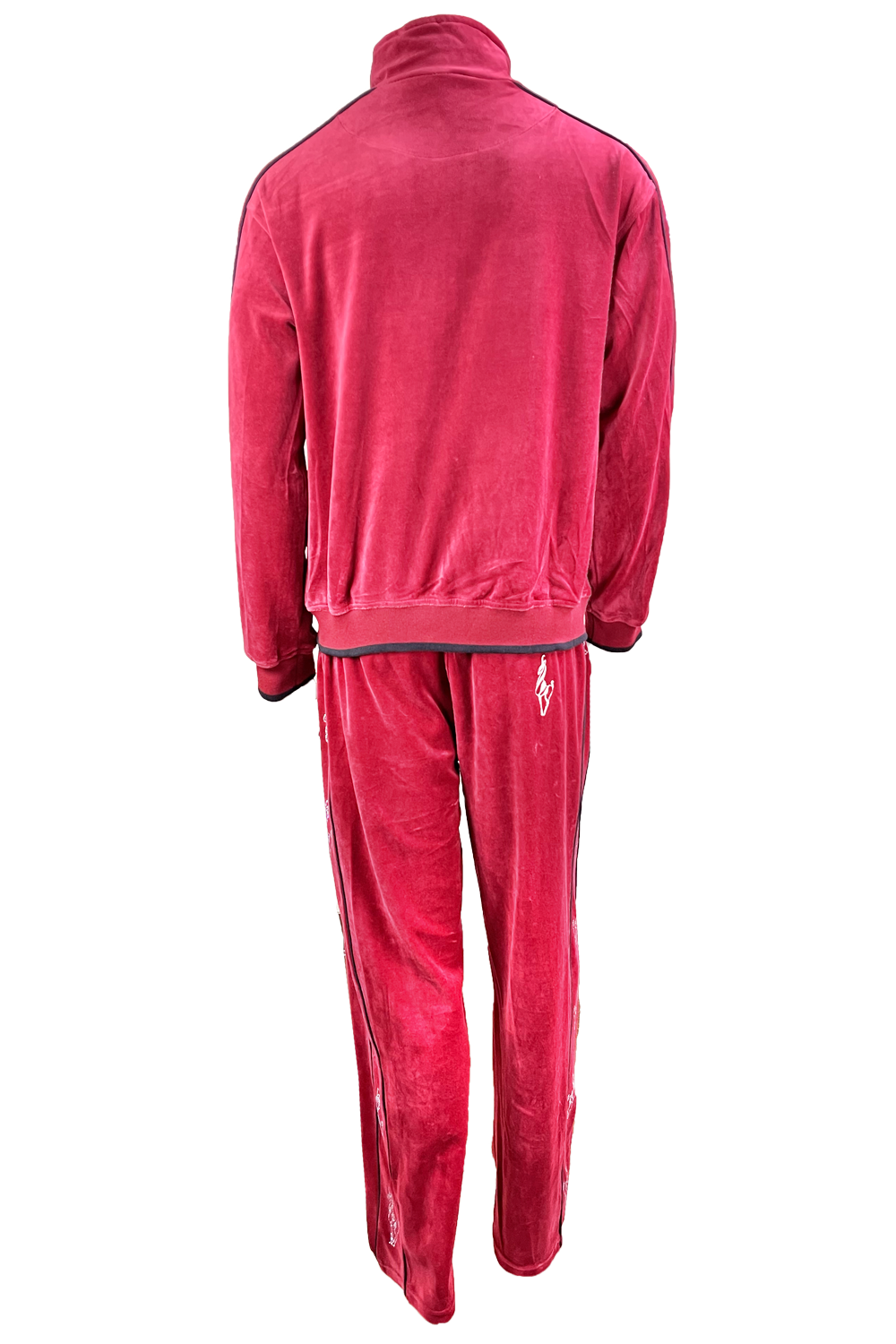 apres ski, Le Chamois, velour, tracksuit, sweatsuit, Palisades Tahoe, rhinestones, embroidery, custom, burgundy, skiing