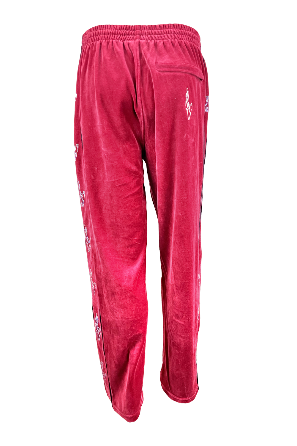 apres ski, Le Chamois, velour, tracksuit, sweatsuit, Palisades Tahoe, rhinestones, embroidery, custom, burgundy, skiing