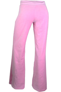 Back of Pink velour sweatpants on a white background
