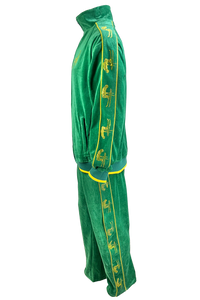 shane mcconkey, velour, tracksuit, sweatsuit, apres ski, custom rhinestones, embroidery, jacket, pants