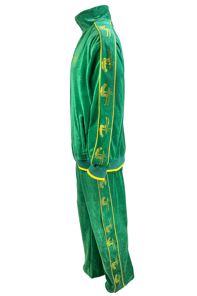 shane mcconkey, velour, tracksuit, sweatsuit, apres ski, custom rhinestones, embroidery, jacket, pants