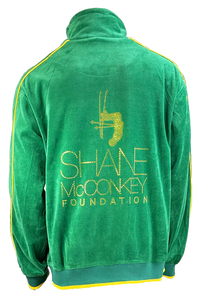 shane mcconkey, velour, track jacket sweatshirt, apres ski, custom rhinestones, embroidery, jacket