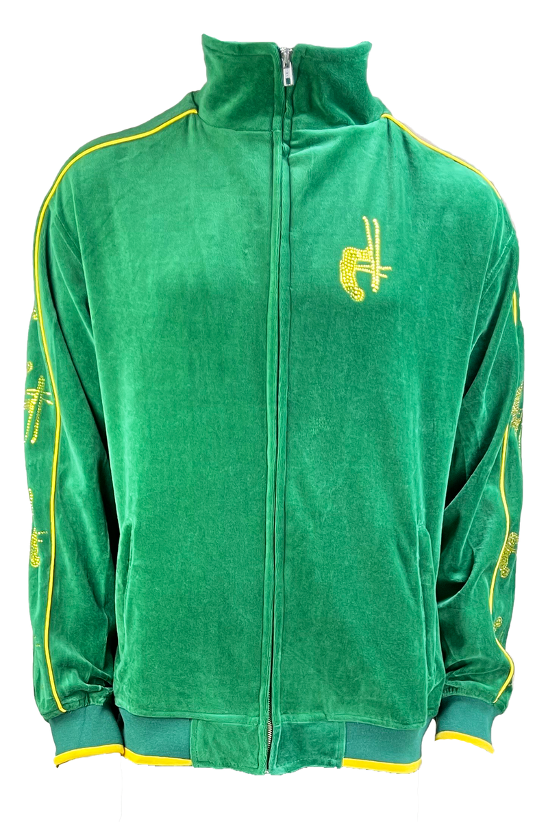 shane mcconkey, velour, track jacket sweatshirt, apres ski, custom rhinestones, embroidery, jacket