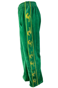 shane mcconkey, velour, trackpants, sweatsuit, apres ski, custom rhinestones, embroidery, pants