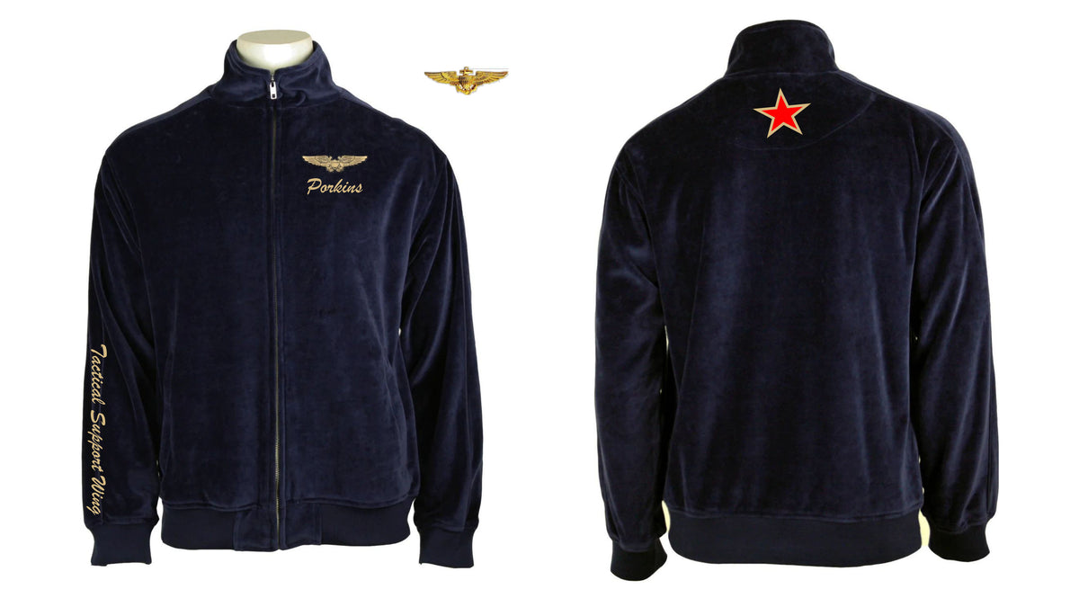 Navy Blue, Fly Navy, Navy Adversary, Tactical Support Wing, velour, tracksuit, sweatsuit, custom embroidery, custom callsign