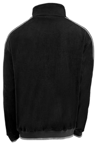 black velour track jacket with light grey trim, custom embroidery, rhinestones, sweatsuit, jumpsuit, sweatshirt, sweat pants, track pants, track jacket, 