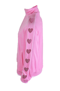 pink velour with red rhinestones tracksuit,  jacket 