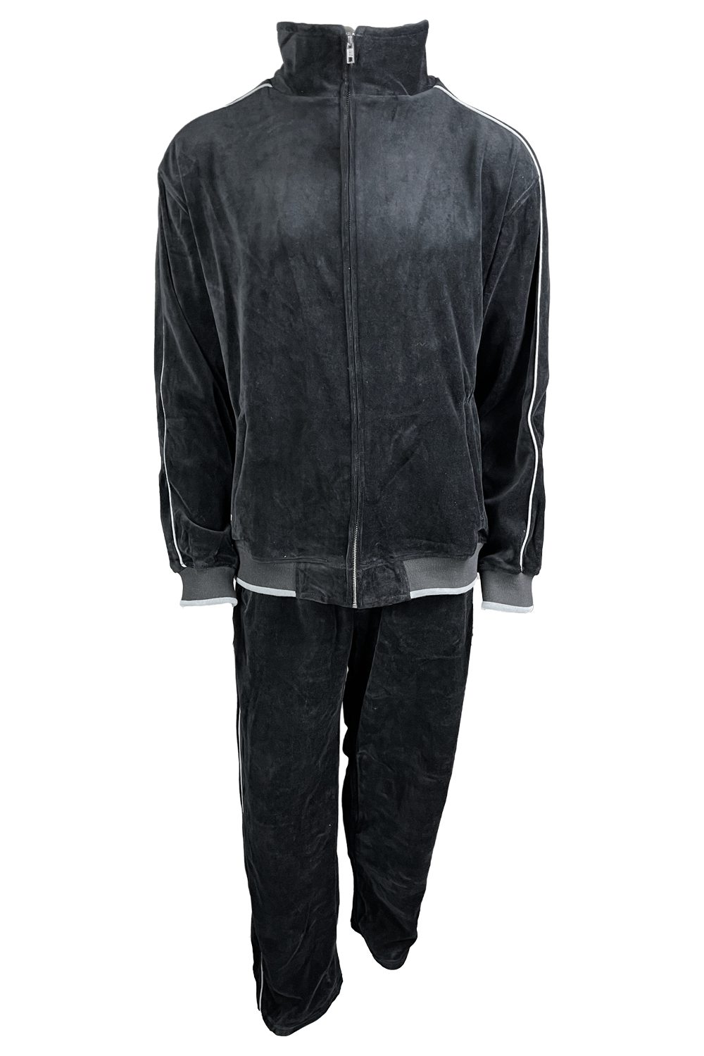 Black velour tracksuit with Volatus Winery logo embroidered on the back with custom rhinestone "coffin".  Optional embroidered callsign on the front left chest.