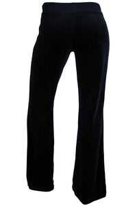 Black velour lounge pants for women