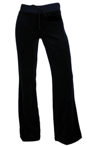 Black velour lounge pants for women.