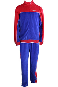 velour, usa, red, white, blue, tracksuit, sweatsuit, 2 circles consulting, custom embroidery, company swag, sweatsedo