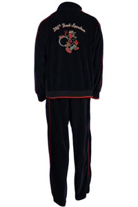 345th Bomb squadron black velour tracksuit, mens, sweatsuit, custom embroidery, Navy pilot, air force pilot, sweatsedo