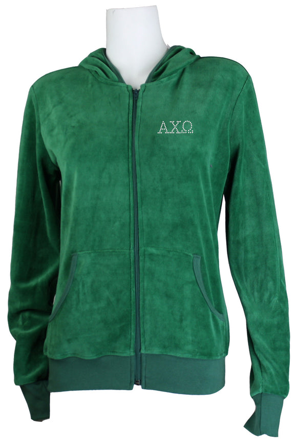alpha chi omega, velour, zip, hoodie, Michigan State University, 