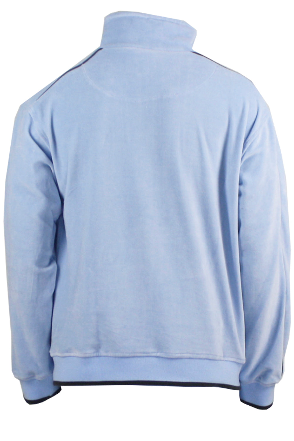 Mens Baby Blue Velour Jacket with Charcoal Gray Piping Sweatsedo