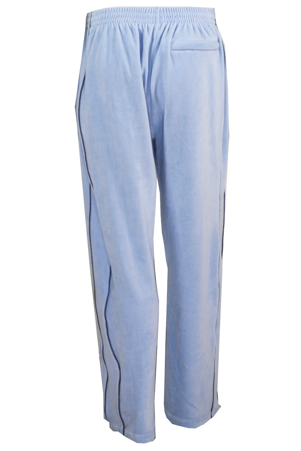 Mens Baby Blue Velour Tracksuit with Charcoal Gray Piping