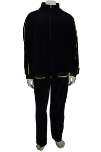 black with yellow trim, steelers, pittsburg, penguins, beeliners, mens, velour, tracksuit, custom embroidery, rhinestones, sweatsuit, jumpsuit, sweatshirt, sweat pants, track pants, track jacket mens, sweatshirt, sweatpants, jumpsuit, sweatsedo