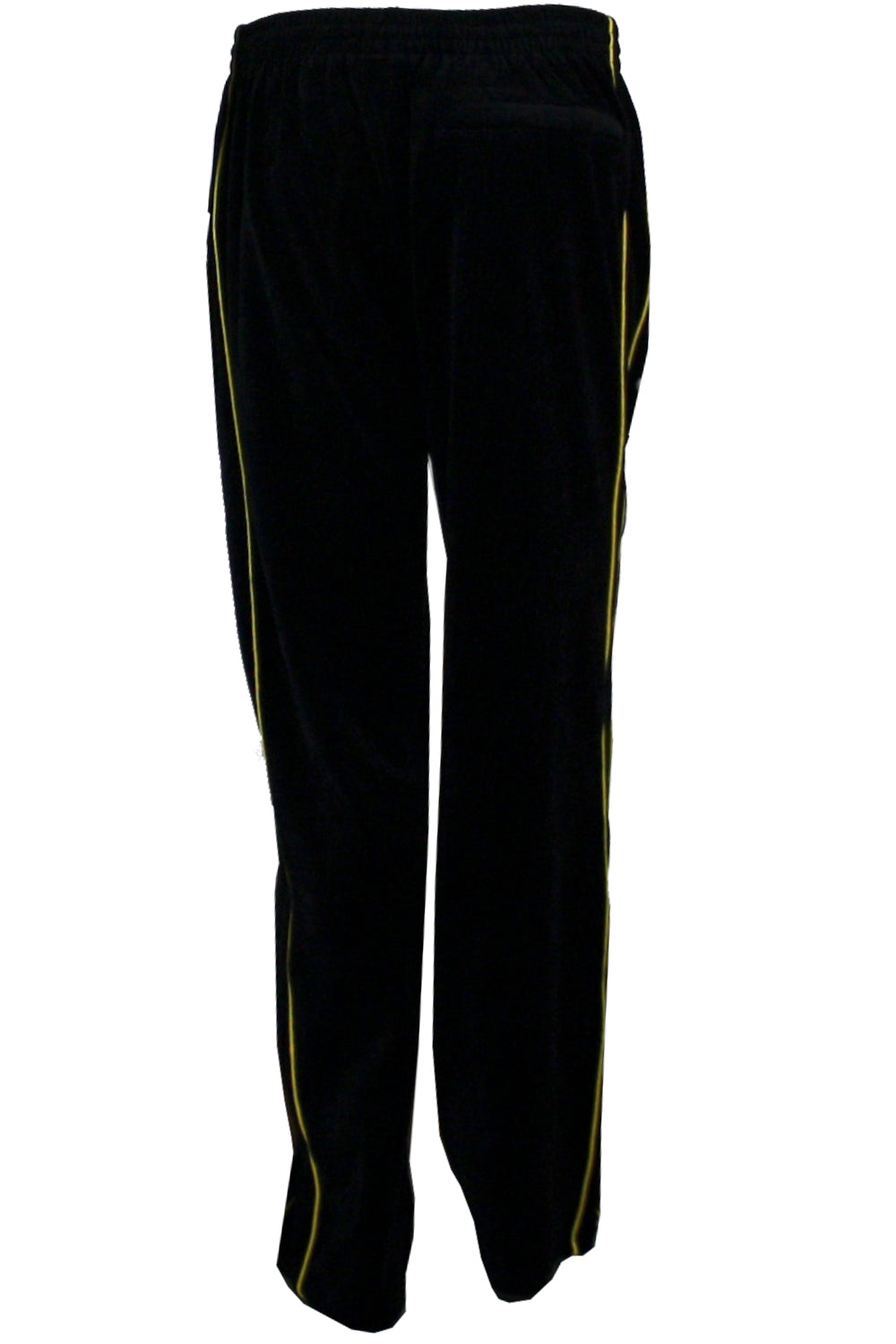 Mens Black Velour Tracksuit with Yellow Piping Sweatsedo
