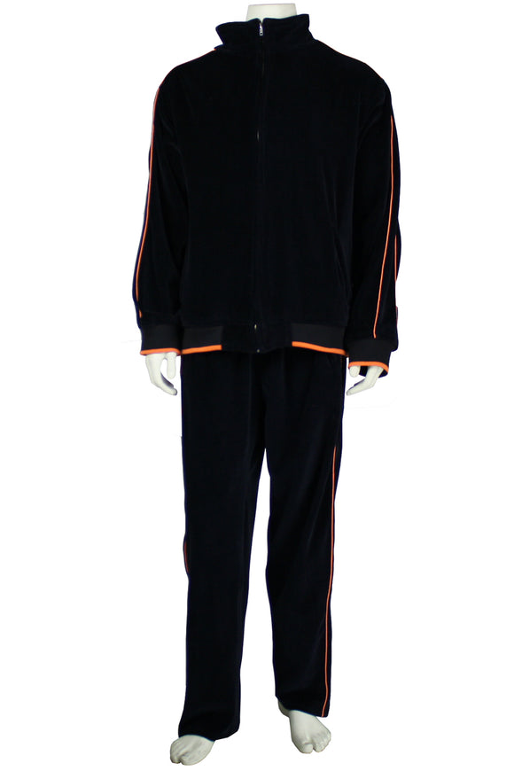 black with orange trim, cincinnati, bengals, mens, velour, tracksuit, custom embroidery, rhinestones, sweatsuit, jumpsuit, sweatshirt, sweat pants, track pants, track jacket mens, sweatshirt, sweatpants, jumpsuit, sweatsedo