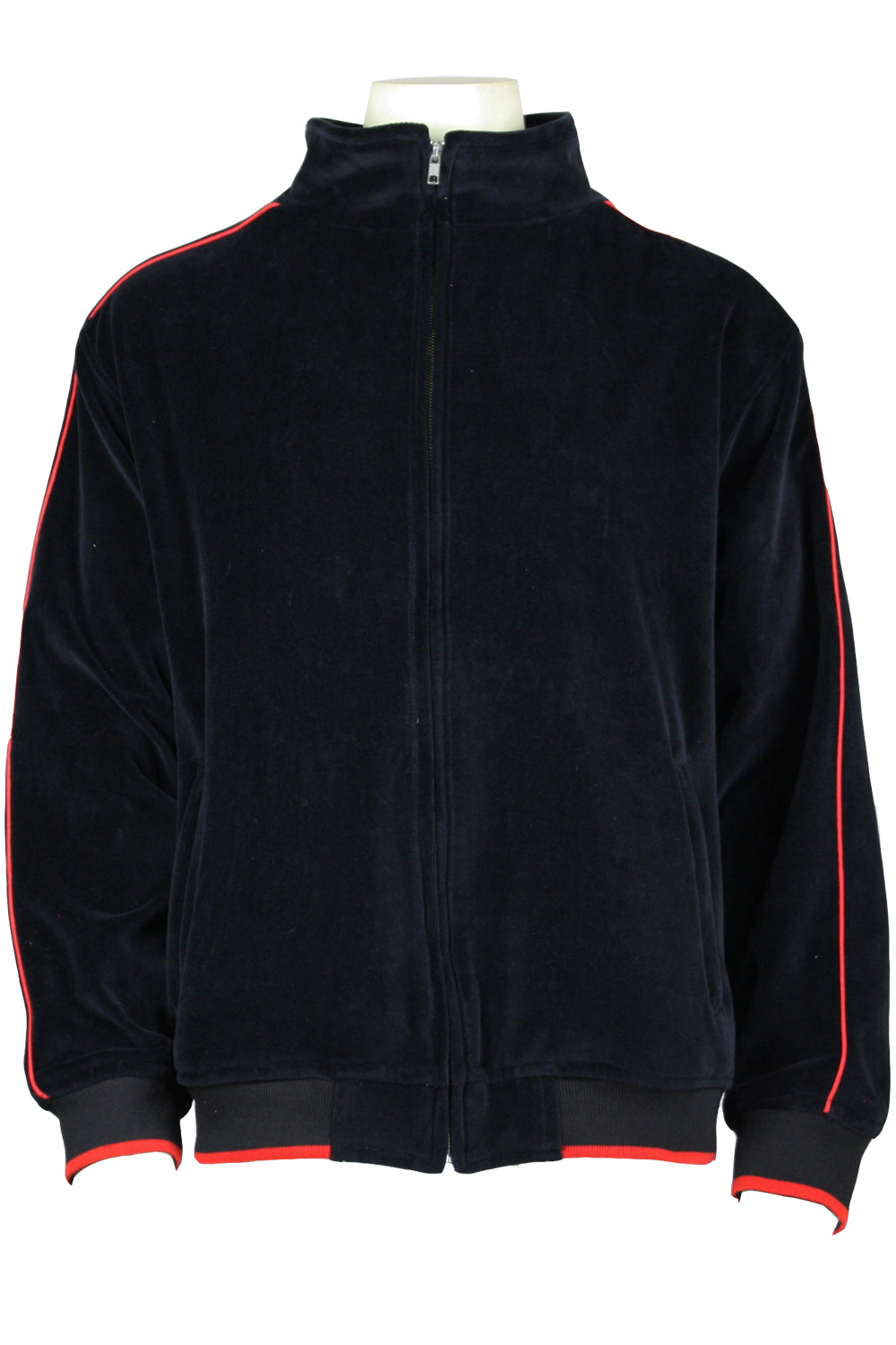 Mens Black Velour Tracksuit with Red Piping| Black Widow | Sweatsedo