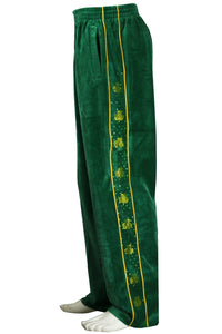 St. Patrick's Day costume, tracksuit, green sweatshirt, shamrocks, velour, custom embroidery, rhinestones, bling bling, hoodie