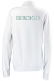 bridal party velour jackets, hoodie or collar jackets, Bride, Bridesmaid, Matron of Honor, Maid of Honor, white, bridal party, white velour tracksuit, sweatsuit