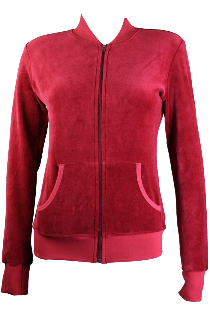 Burgundy Zip Collar Jacket