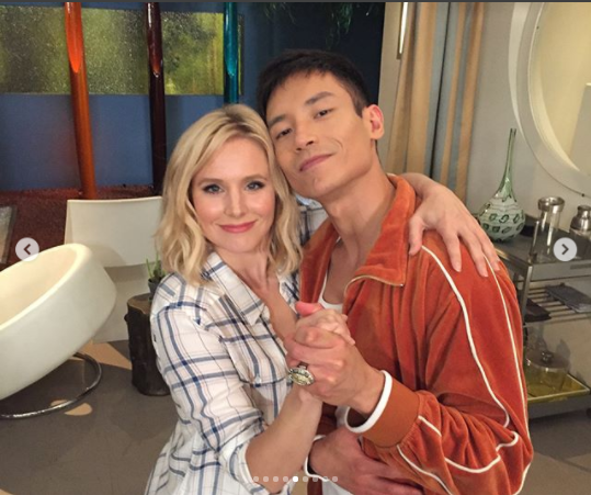 burnt orange, mens, velour, tracksuit, custom embroidery, rhinestones, sweatsuit, jumpsuit, sweatshirt, sweat pants, track pants, track jacket, the good place, jason, the bad place