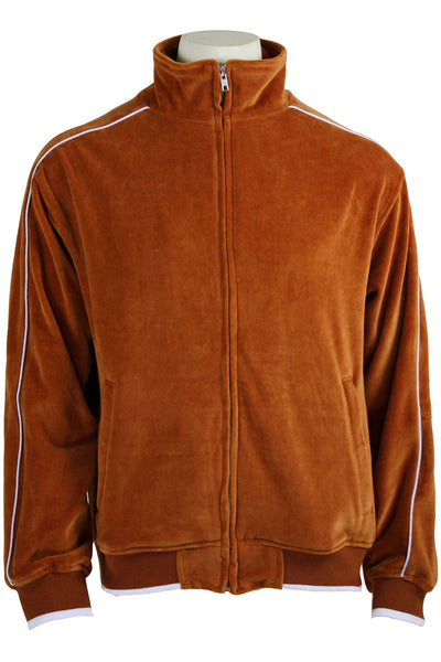 Mens Burnt Orange Velour Jacket Sweatsedo