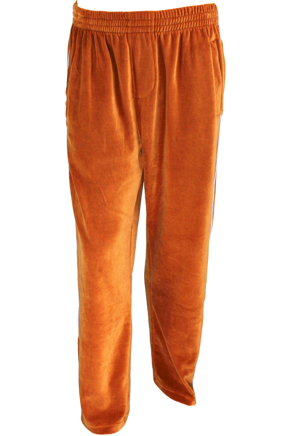 Mens Burnt Orange Velour Tracksuit with White Piping Sweatsedo