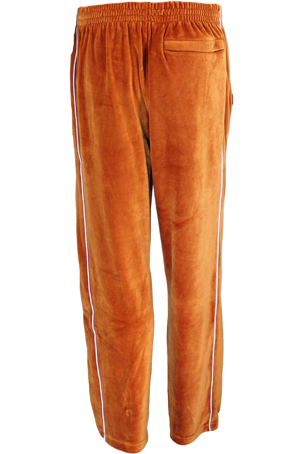 Mens Burnt Orange Velour Tracksuit with White Piping – Sweatsedo
