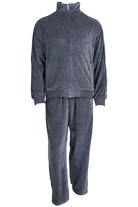 gray, charcoal gray, mens, velour, tracksuit, custom embroidery, rhinestones, sweatsuit, jumpsuit, sweatshirt, sweat pants, track pants, track jacket