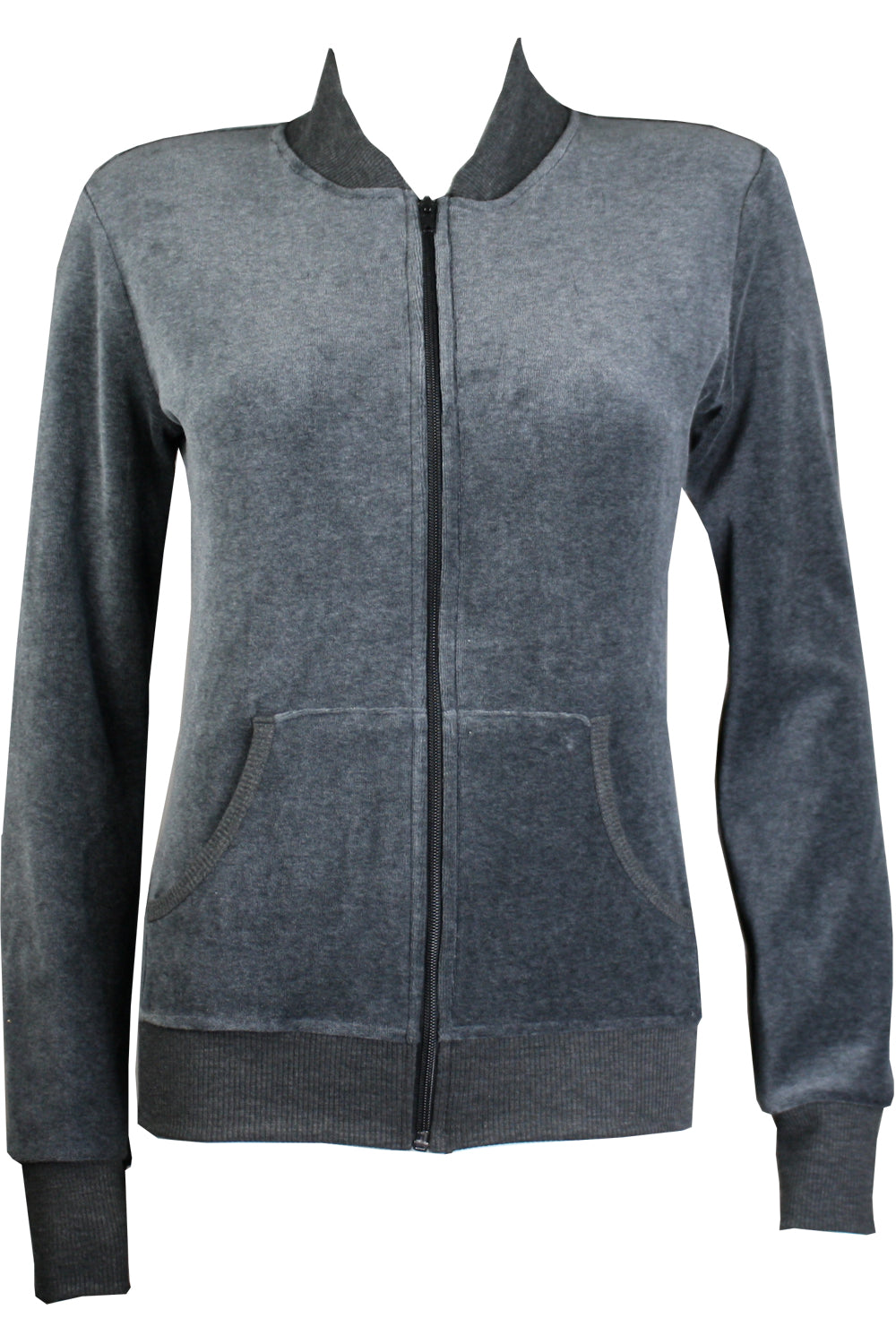 Charcoal Gray Zip Collar Jacket