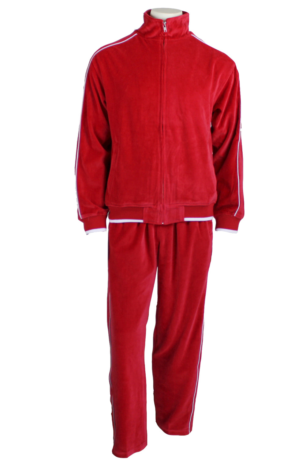 Michelangelo tag Ekspression Mens Red Velour Tracksuit with White Piping – Sweatsedo
