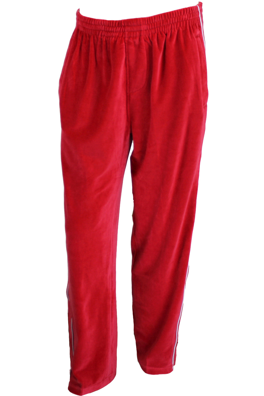 Mens Red Velour Tracksuit with White Piping – Sweatsedo