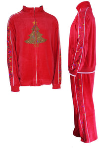 velour, tracksuit, rhinestone christmas tree, Christmas, party, fun, sweatsuit, holiday, festive