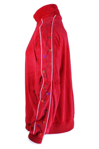 velour, tracksuit, rhinestone stocking, Christmas, party, fun, sweatsuit, holiday, festive, custom embroidery, custom rhinestones, ugly christmas sweater