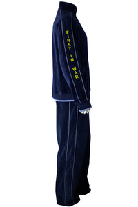 mens velour tracksuit, 8th airlift squadron, sweatsuit, sweats, navy blue, sweatsedo