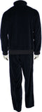navy blue velour tracksuit with rhinestone hockey pucks, custom embroidery on the front chest or back is optional. sweatsuit, sweatsedo, velour, custom rhinestones, hockey sticks, pucks