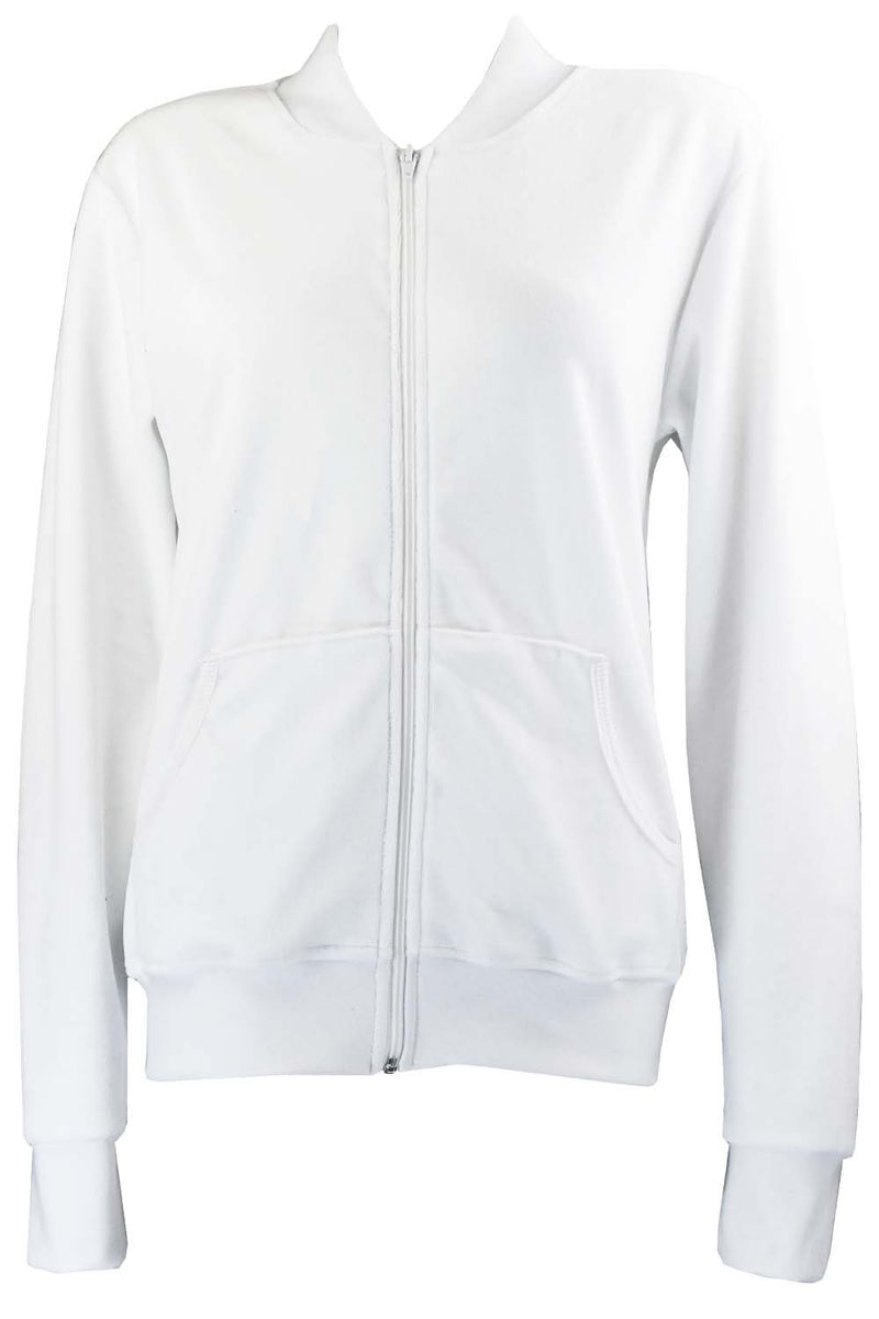 white velour zip collar jacket, sweatshirt, trackjacket, weddings, bridesmaid gift, wedding party