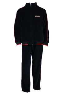 345th Bomb squadron black velour tracksuit, mens, sweatsuit, custom embroidery, Navy pilot, air force pilot, sweatsedo
